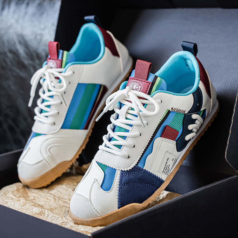 Men's Retro Leather Track Sneakers – top view | Hensley London