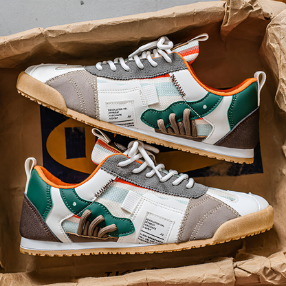 Men's Retro Leather Track Sneakers – sole detail | Hensley London