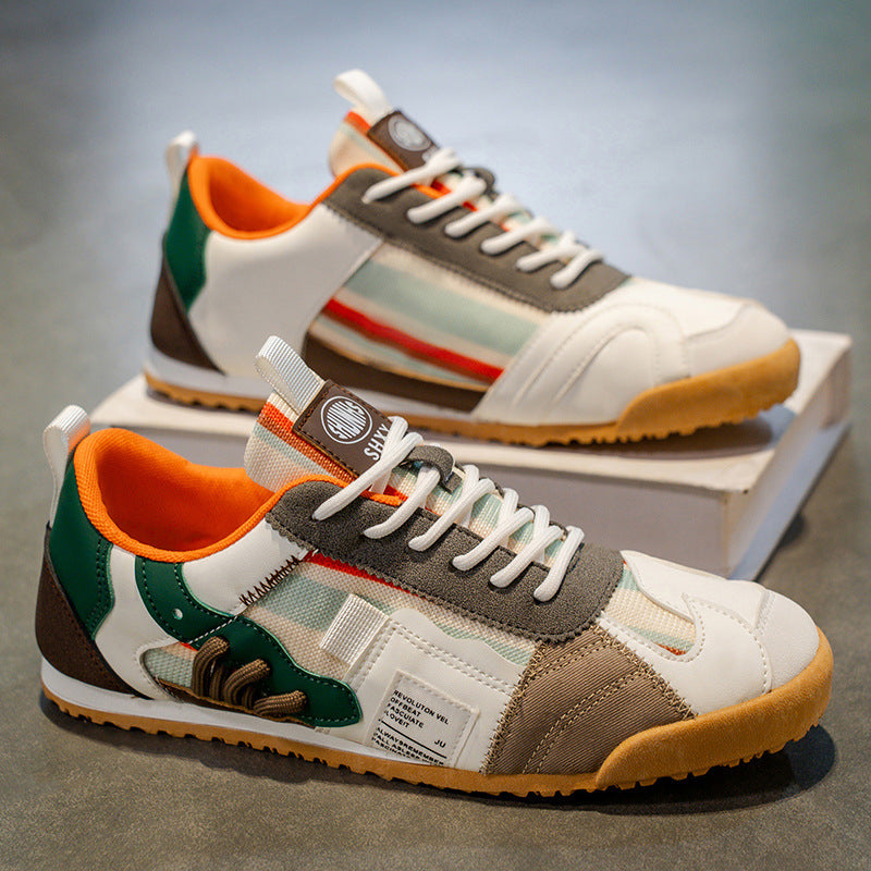 Men's Retro Leather Track Sneakers – styled view | Hensley London