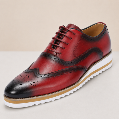 Men's Genuine Leather Wingtip Oxford Shoes in Blue – angled view | Hensley London