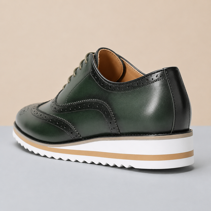 Men's Genuine Leather Wingtip Oxford Shoes in Blue – sole detail | Hensley London