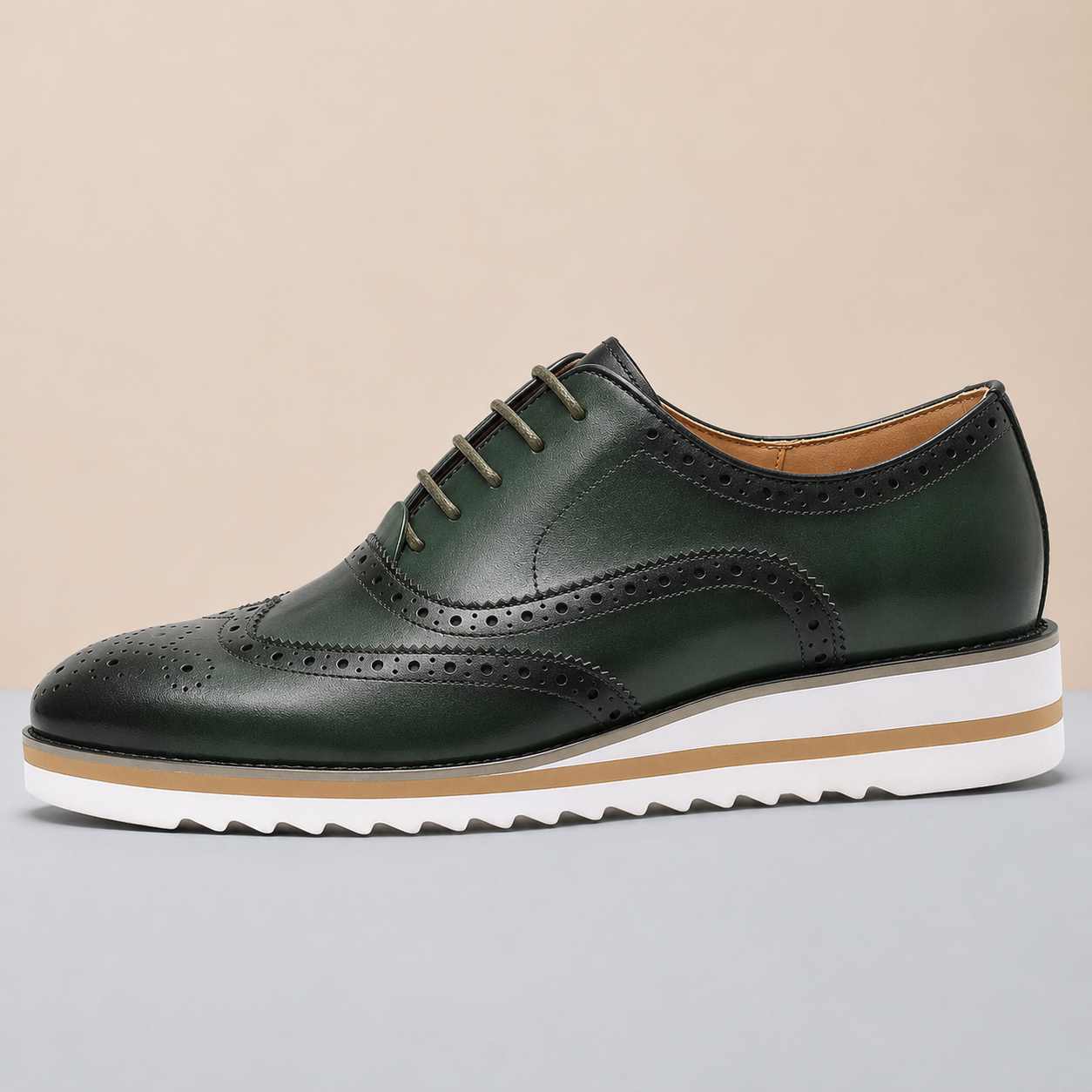 Men's Genuine Leather Wingtip Oxford Shoes in Maroon – top view | Hensley London
