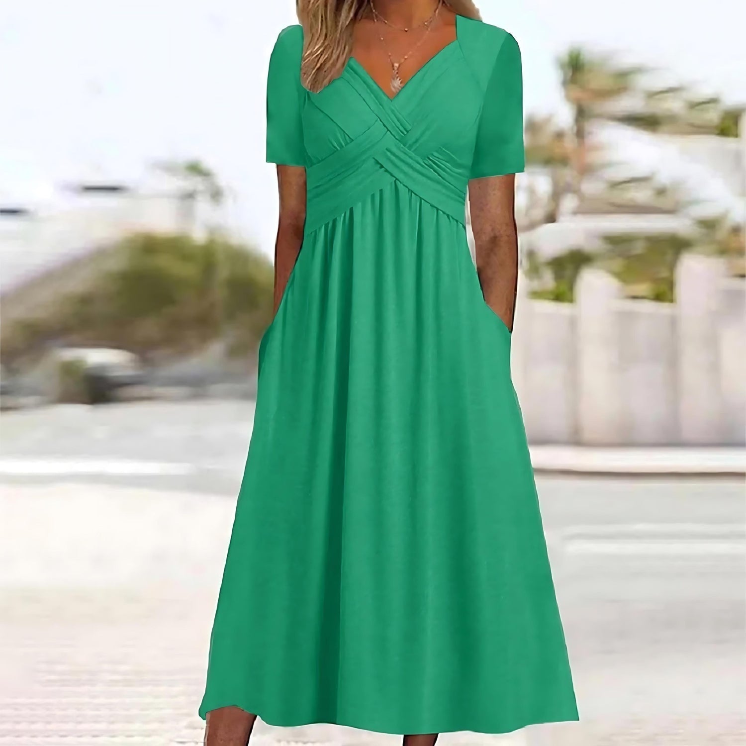 Women's A-Line Midi Dress – front view | Hensley London