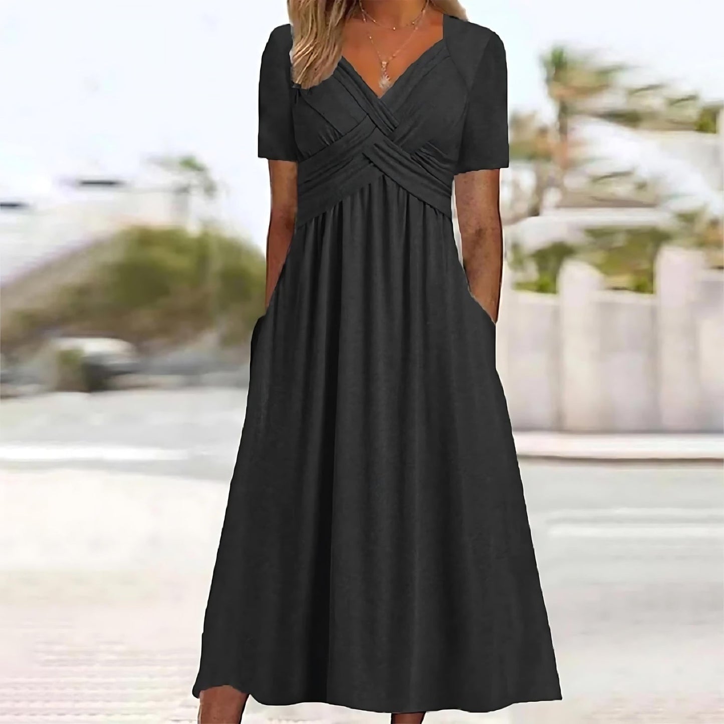Women's A-Line Midi Dress – product view | Hensley London