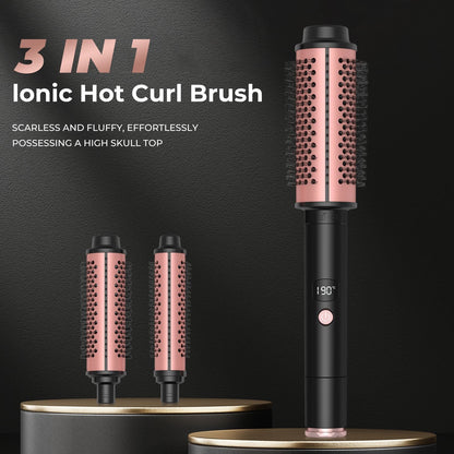 Women's 3-in-1 Blow Dryer Brush Black Ceramic Hot Air Round Styling Tool - 2