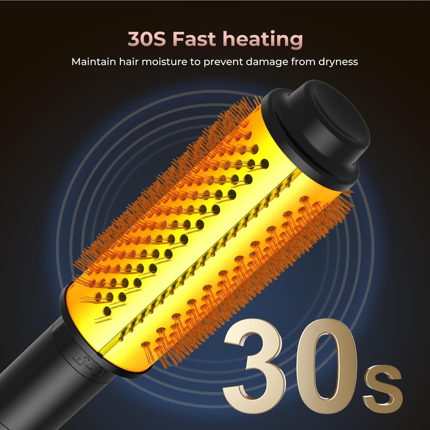 Women's 3-in-1 Blow Dryer Brush Black Ceramic Hot Air Round Styling Tool - 4