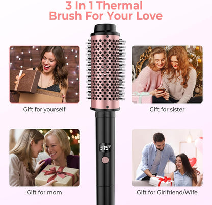 Women's 3-in-1 Blow Dryer Brush Black Ceramic Hot Air Round Styling Tool - 7