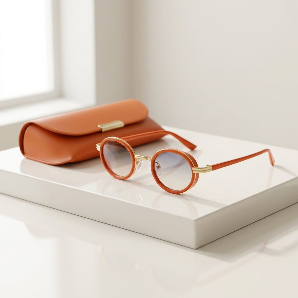 Women's Slim Oval Metal Sunglasses – lifestyle view | Hensley London