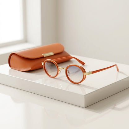 Women's Slim Oval Metal Sunglasses – lifestyle view | Hensley London