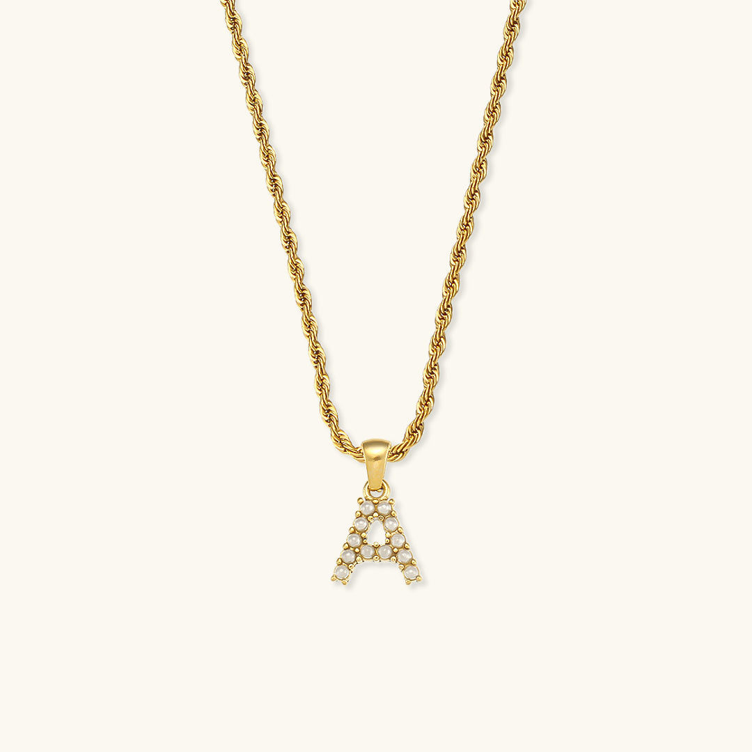 Initial Letter Pearl Necklace with 18k Gold Finish – Waterproof and Hypoallergenic 0