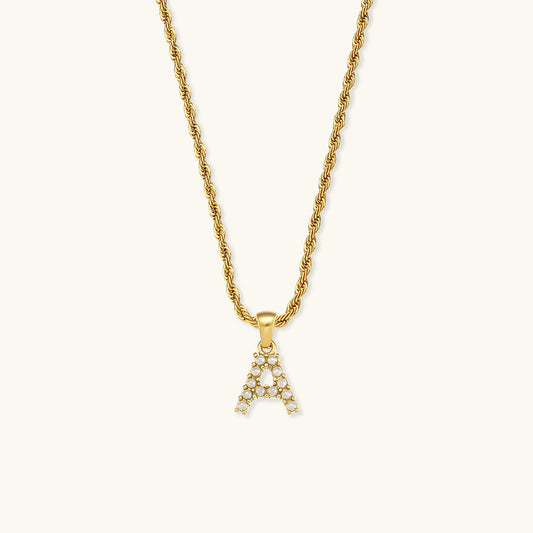 Initial Letter Pearl Necklace with 18k Gold Finish – Waterproof and Hypoallergenic 0