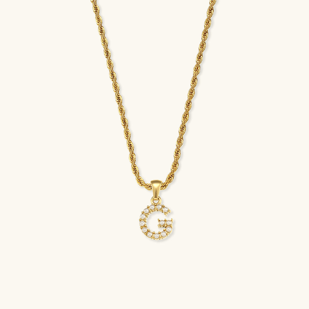 Initial Letter Pearl Necklace with 18k Gold Finish – Waterproof and Hypoallergenic 12