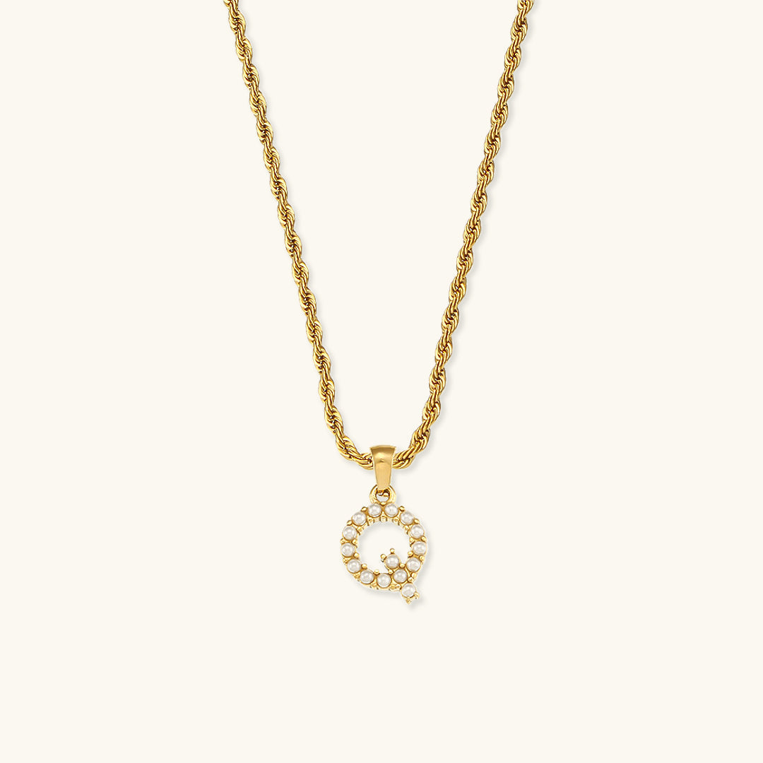 Initial Letter Pearl Necklace with 18k Gold Finish – Waterproof and Hypoallergenic 15