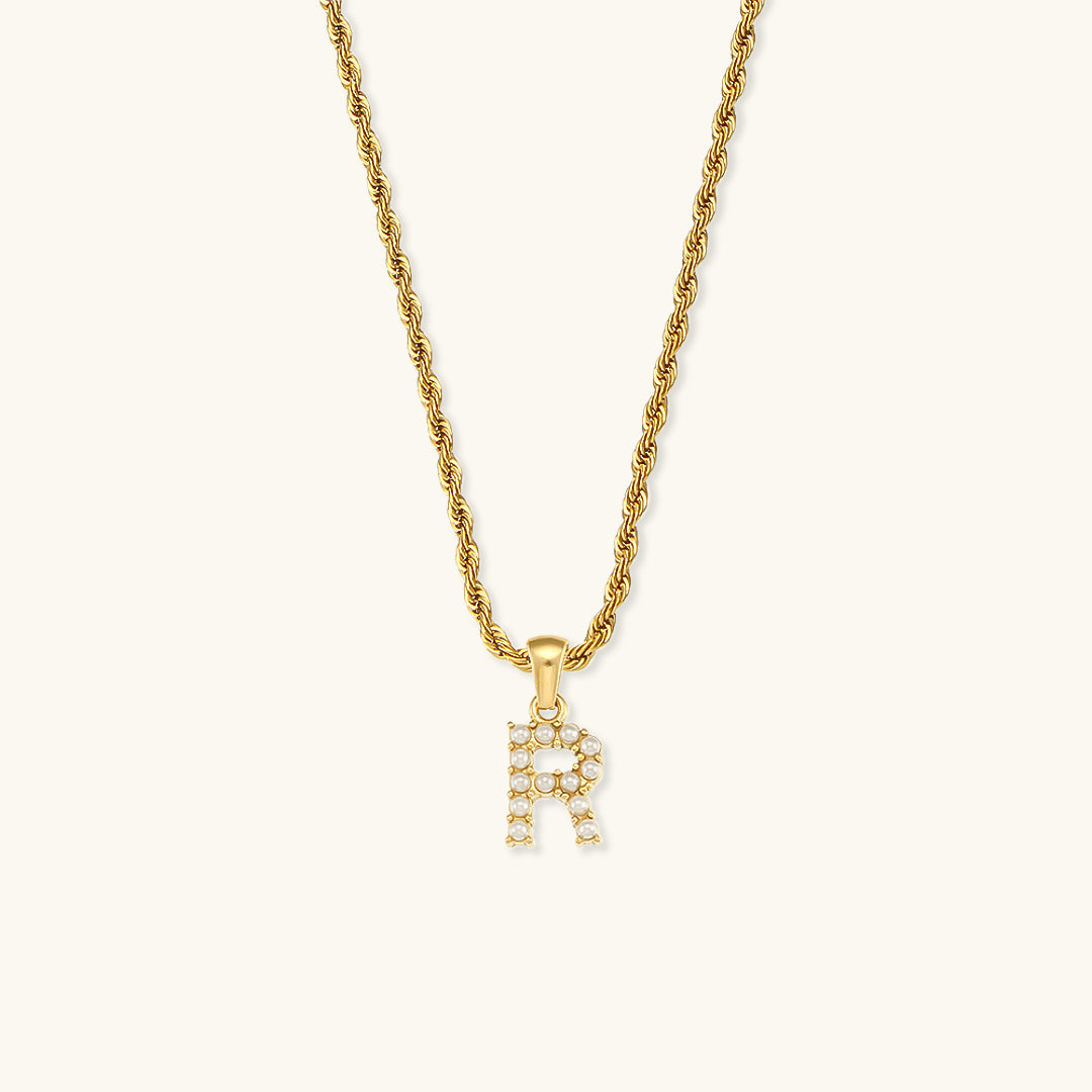 Initial Letter Pearl Necklace with 18k Gold Finish – Waterproof and Hypoallergenic 18