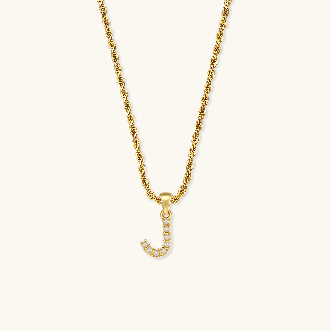 Initial Letter Pearl Necklace with 18k Gold Finish – Waterproof and Hypoallergenic 19
