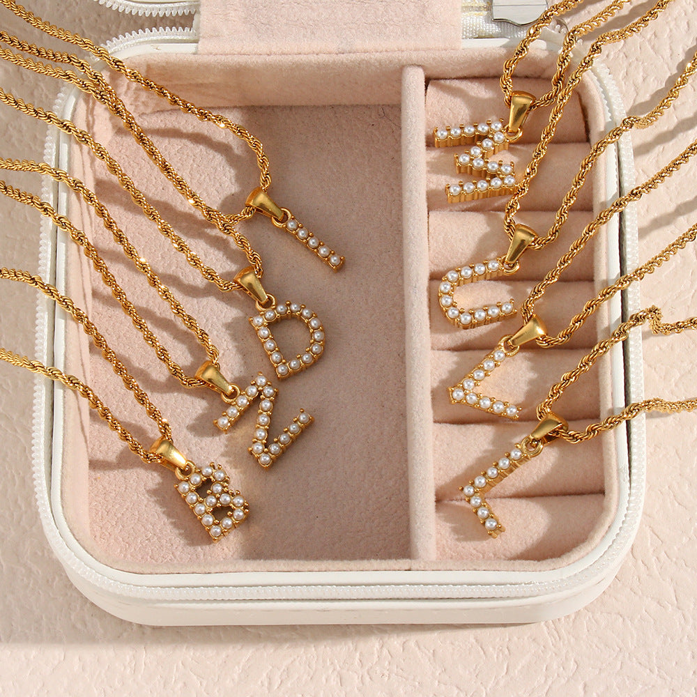 Initial Letter Pearl Necklace with 18k Gold Finish – Waterproof and Hypoallergenic 2