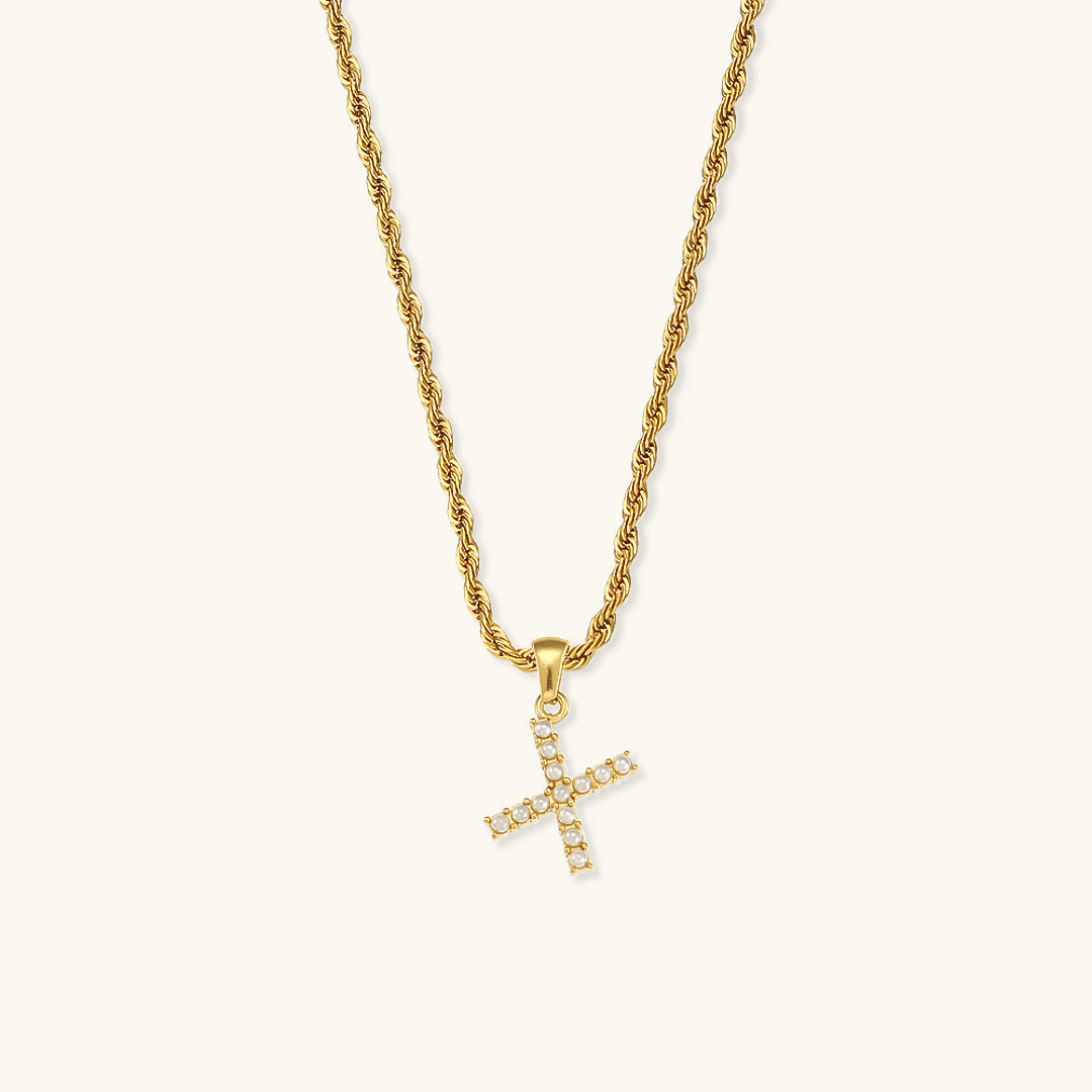 Initial Letter Pearl Necklace with 18k Gold Finish – Waterproof and Hypoallergenic 20