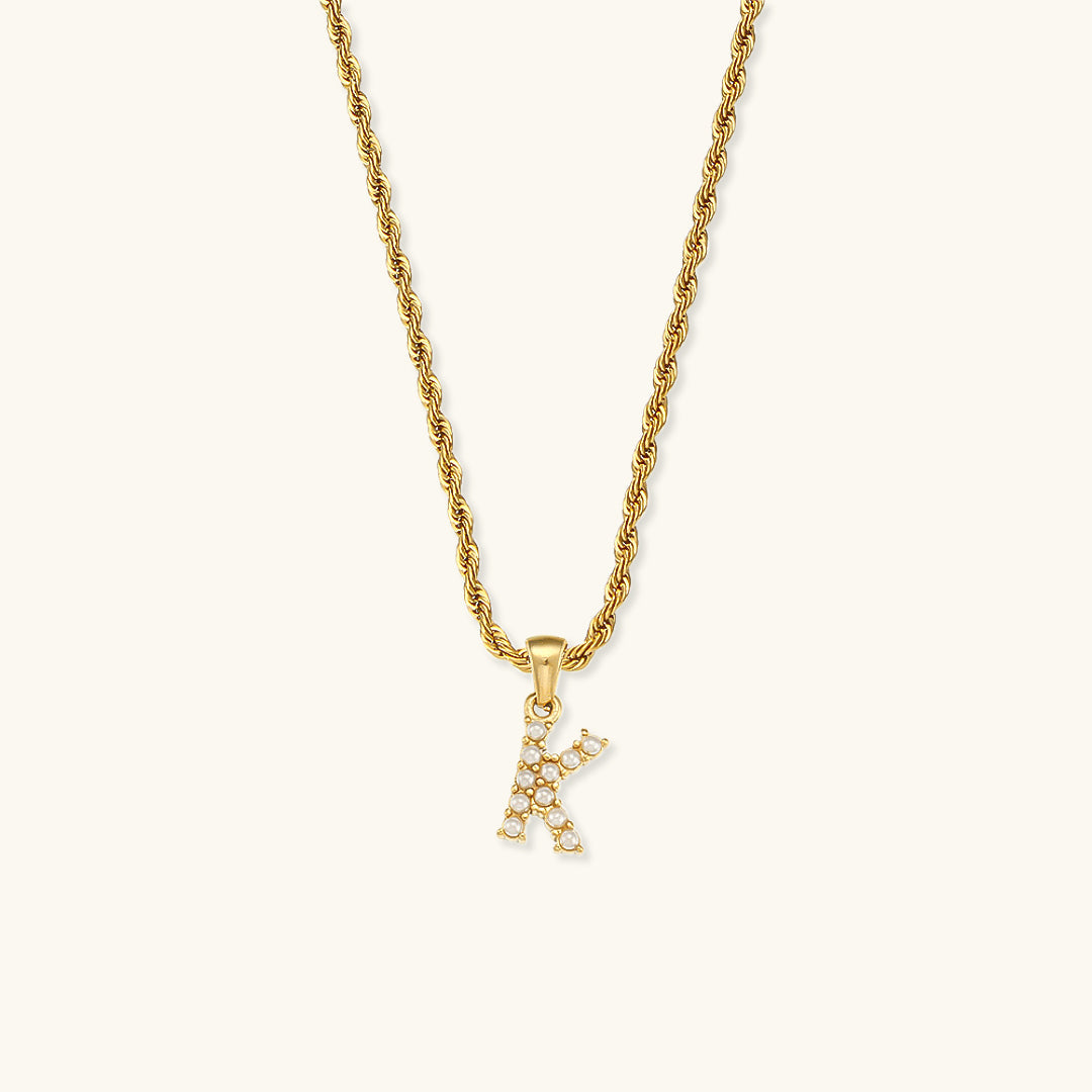 Initial Letter Pearl Necklace with 18k Gold Finish – Waterproof and Hypoallergenic 21
