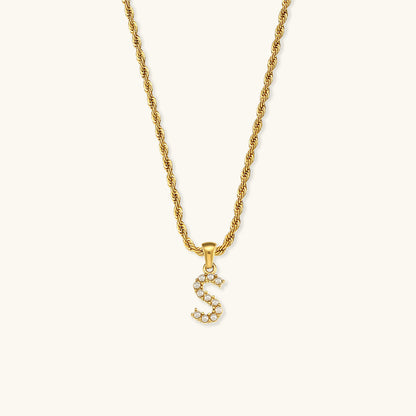 Initial Letter Pearl Necklace with 18k Gold Finish – Waterproof and Hypoallergenic 22