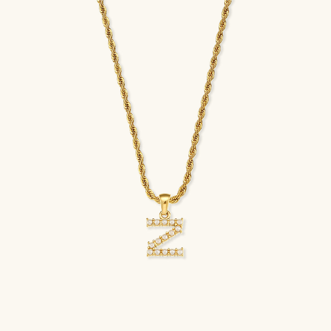 Initial Letter Pearl Necklace with 18k Gold Finish – Waterproof and Hypoallergenic 25