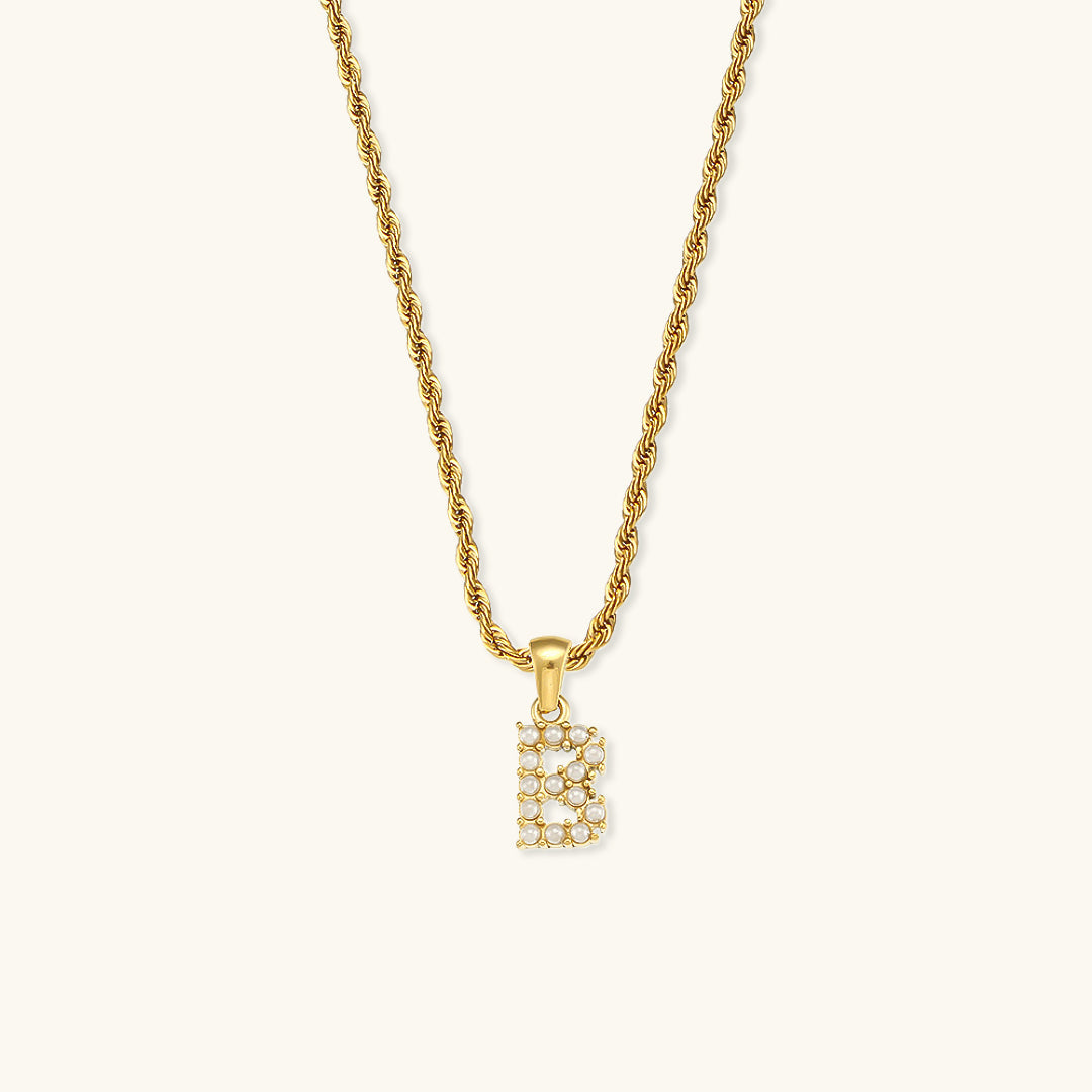 Initial Letter Pearl Necklace with 18k Gold Finish – Waterproof and Hypoallergenic 4