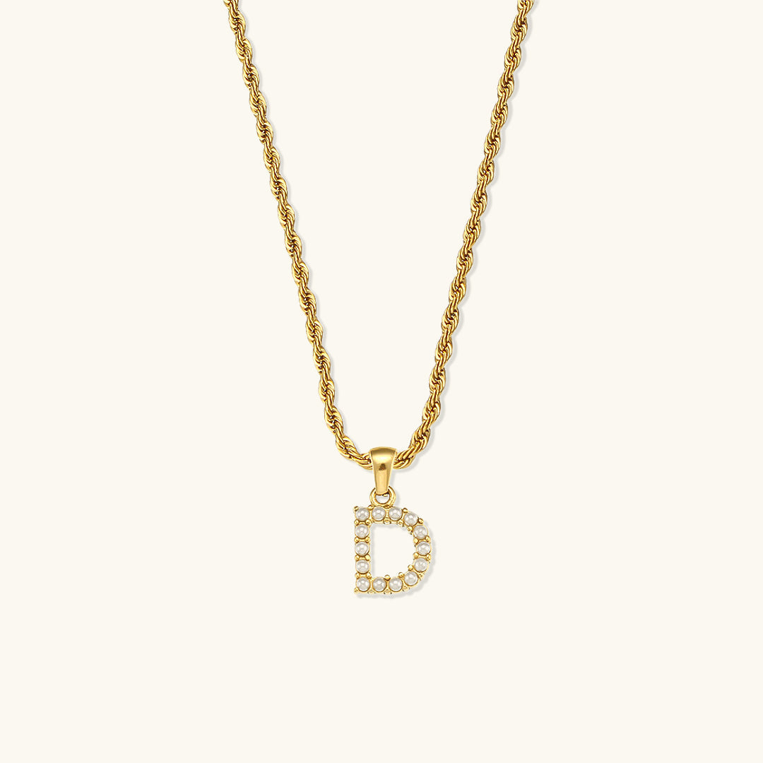 Initial Letter Pearl Necklace with 18k Gold Finish – Waterproof and Hypoallergenic 6
