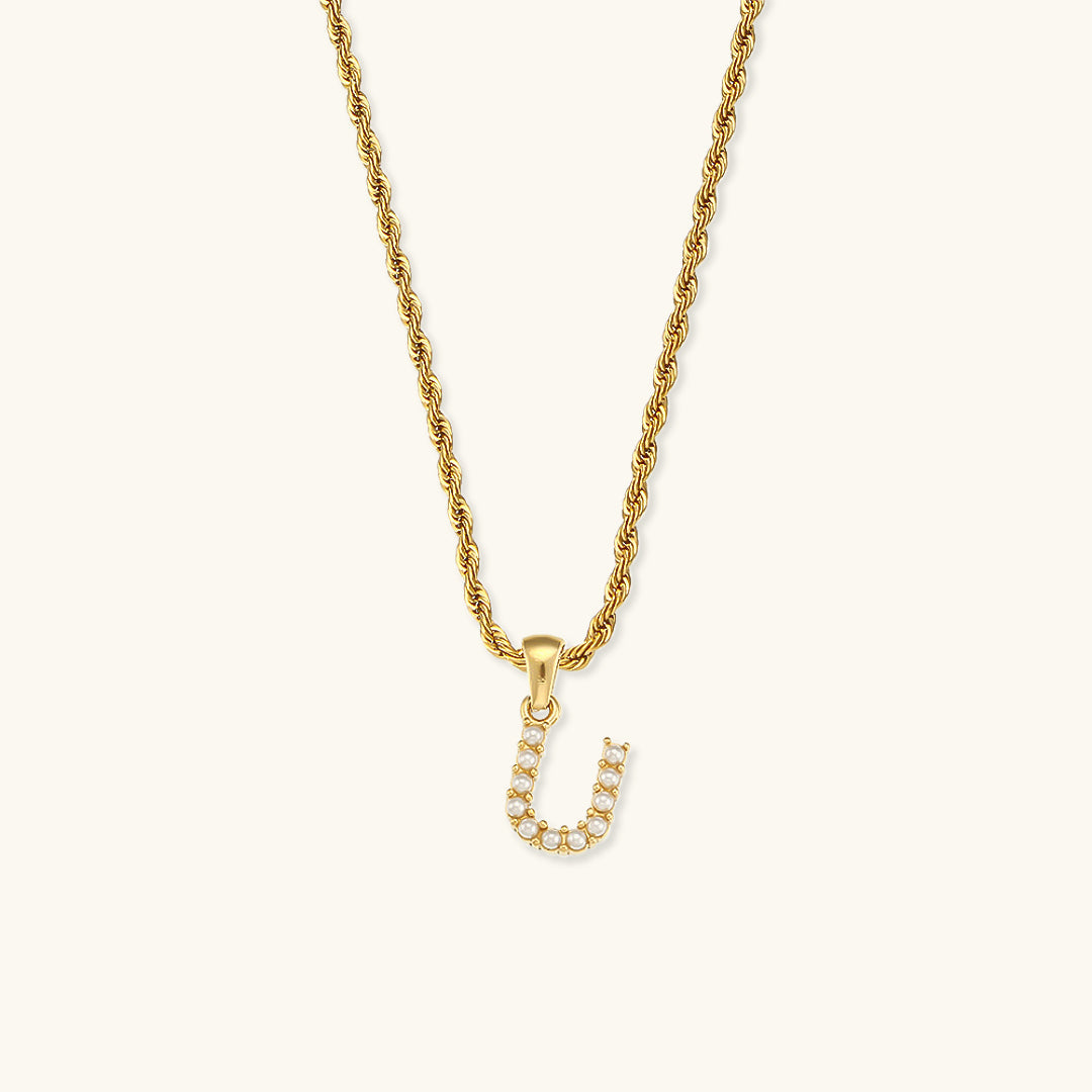 Initial Letter Pearl Necklace with 18k Gold Finish – Waterproof and Hypoallergenic 9