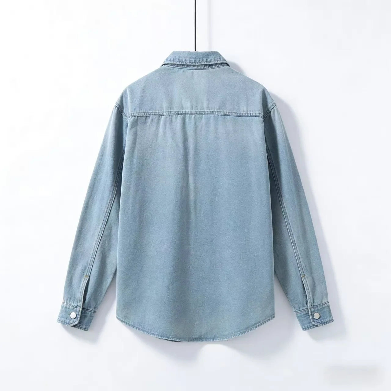 Men's Denim Overshirt Jacket in Blue – front view | Hensley London
