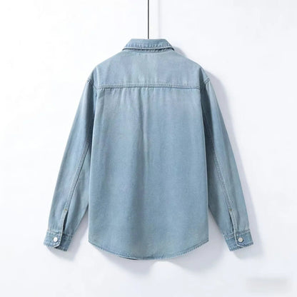 Men's Denim Overshirt Jacket in Blue – front view | Hensley London