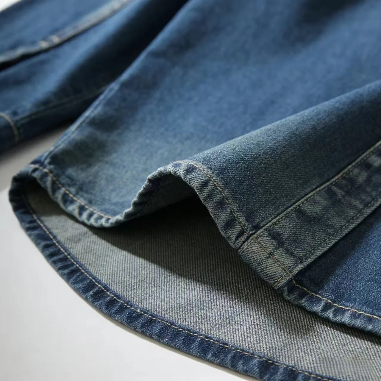 Men's Denim Overshirt Jacket in Blue – detail view | Hensley London