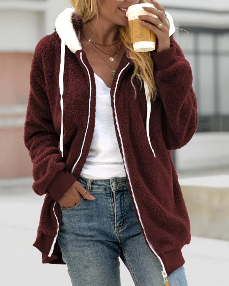 Women's Jacket Black Knit with Hood Relaxed Fit - 15