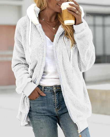 Women's Jacket Black Knit with Hood Relaxed Fit - 10