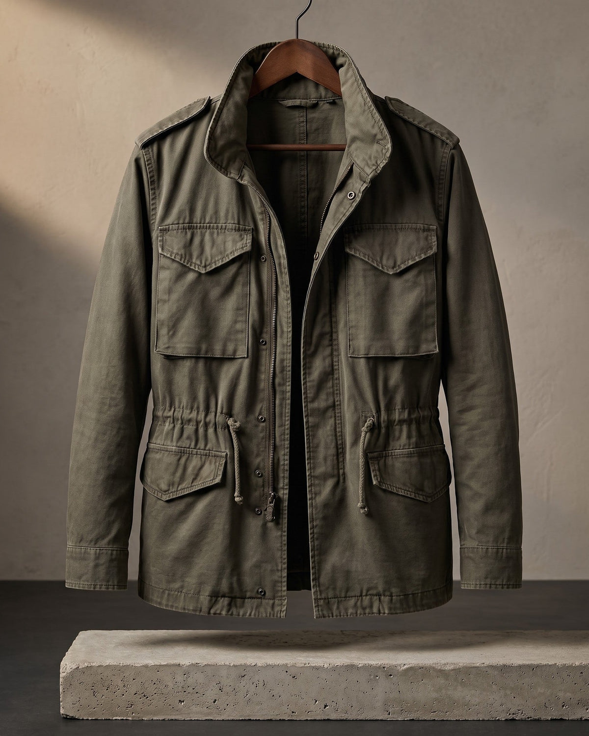 Men's Cotton Canvas Zip-Front Field Jacket - additional product view | Hensley London