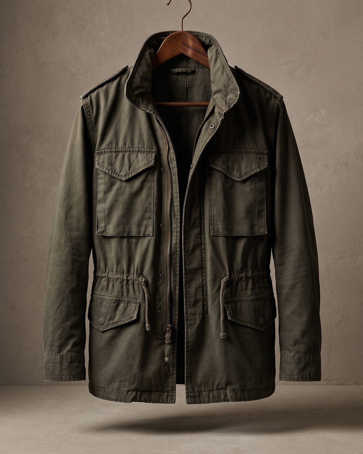 Men's Cotton Canvas Zip-Front Field Jacket - additional product view | Hensley London