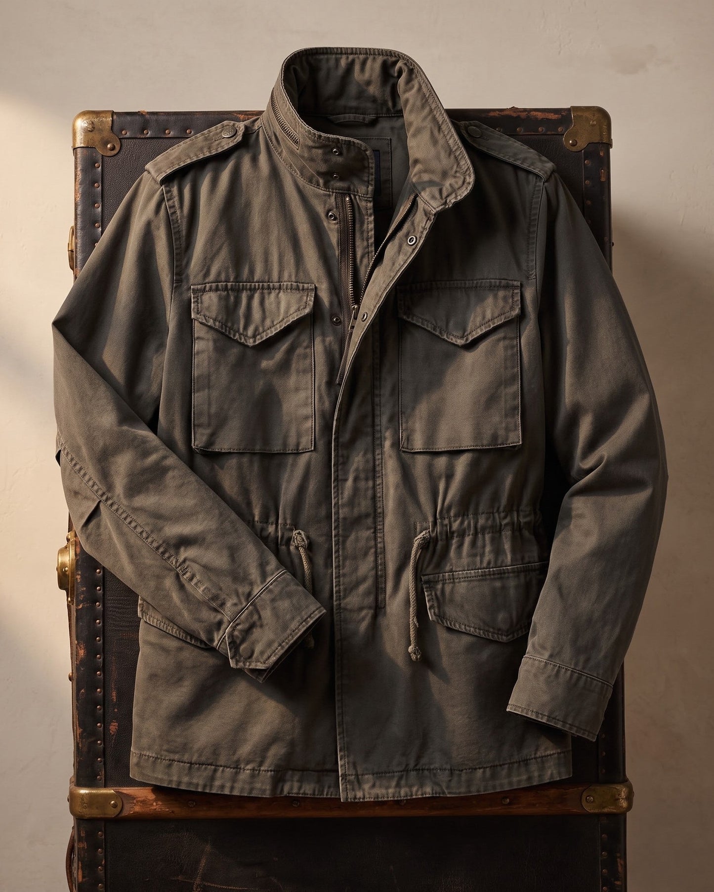 Men's Cotton Canvas Zip-Front Field Jacket - additional product view | Hensley London
