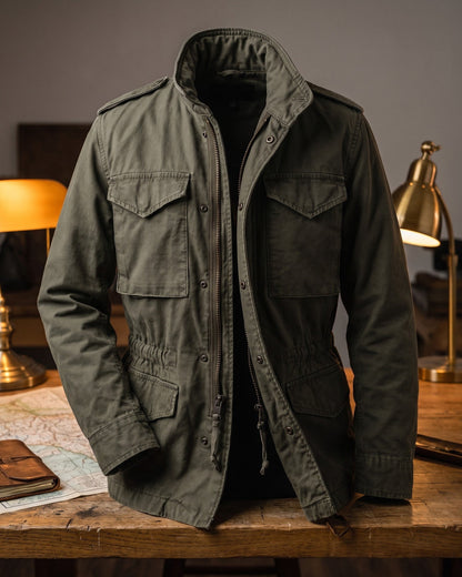 Men's Cotton Canvas Zip-Front Field Jacket - additional product view | Hensley London