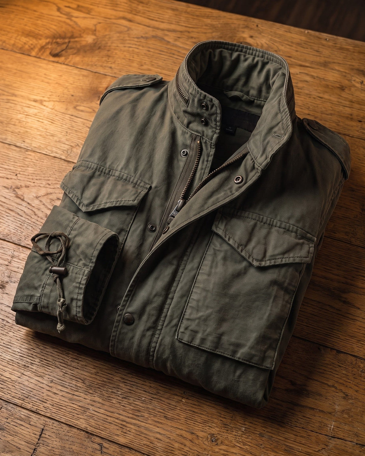 Men's Cotton Canvas Zip-Front Field Jacket - additional product view | Hensley London
