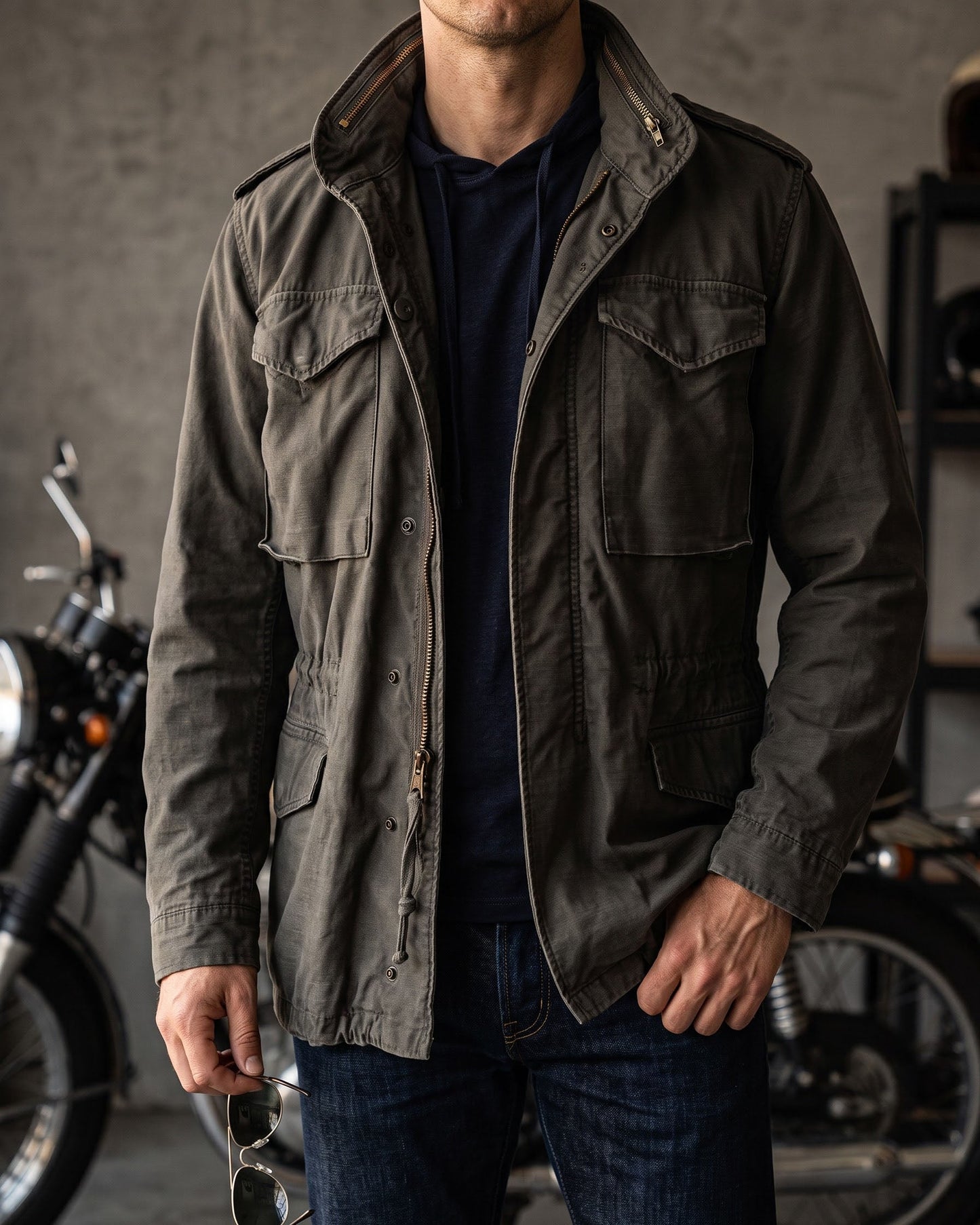 Men's Cotton Canvas Zip-Front Field Jacket - additional product view | Hensley London