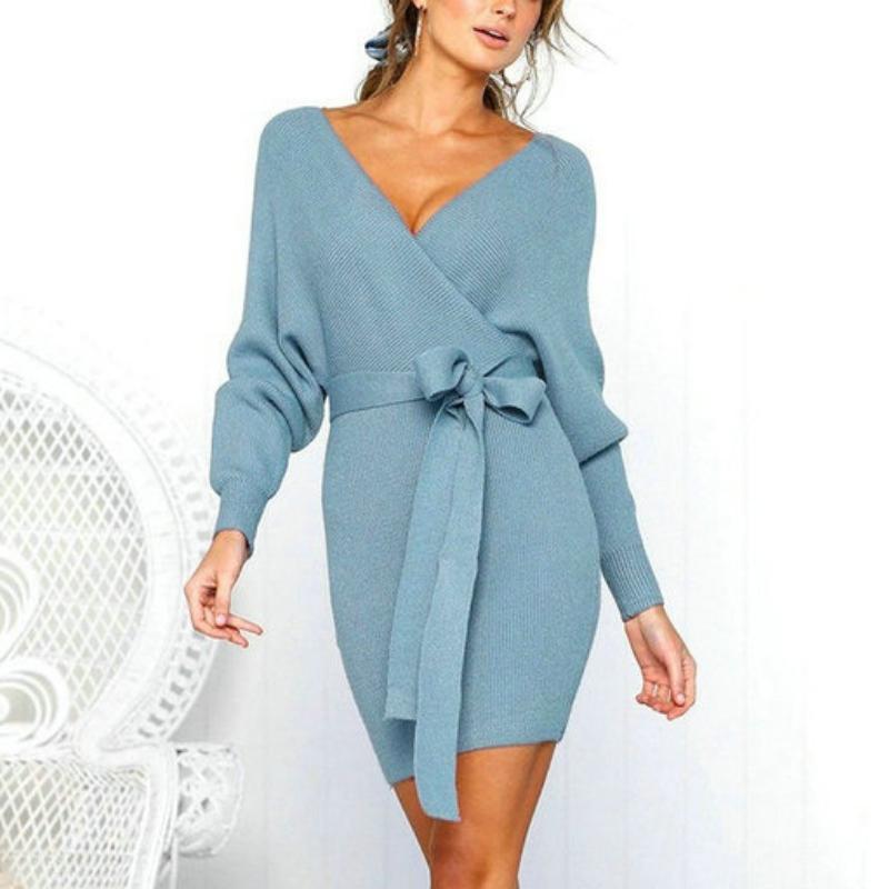 Jenny - Chic Long Sleeved Winter Sweater Dress 0