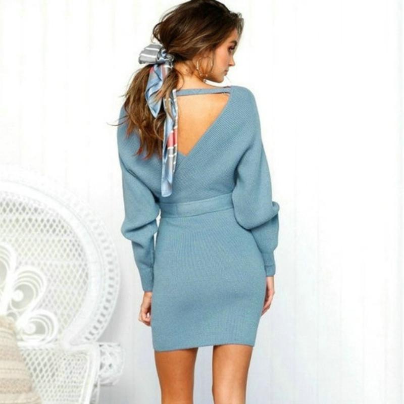 Jenny - Chic Long Sleeved Winter Sweater Dress 1