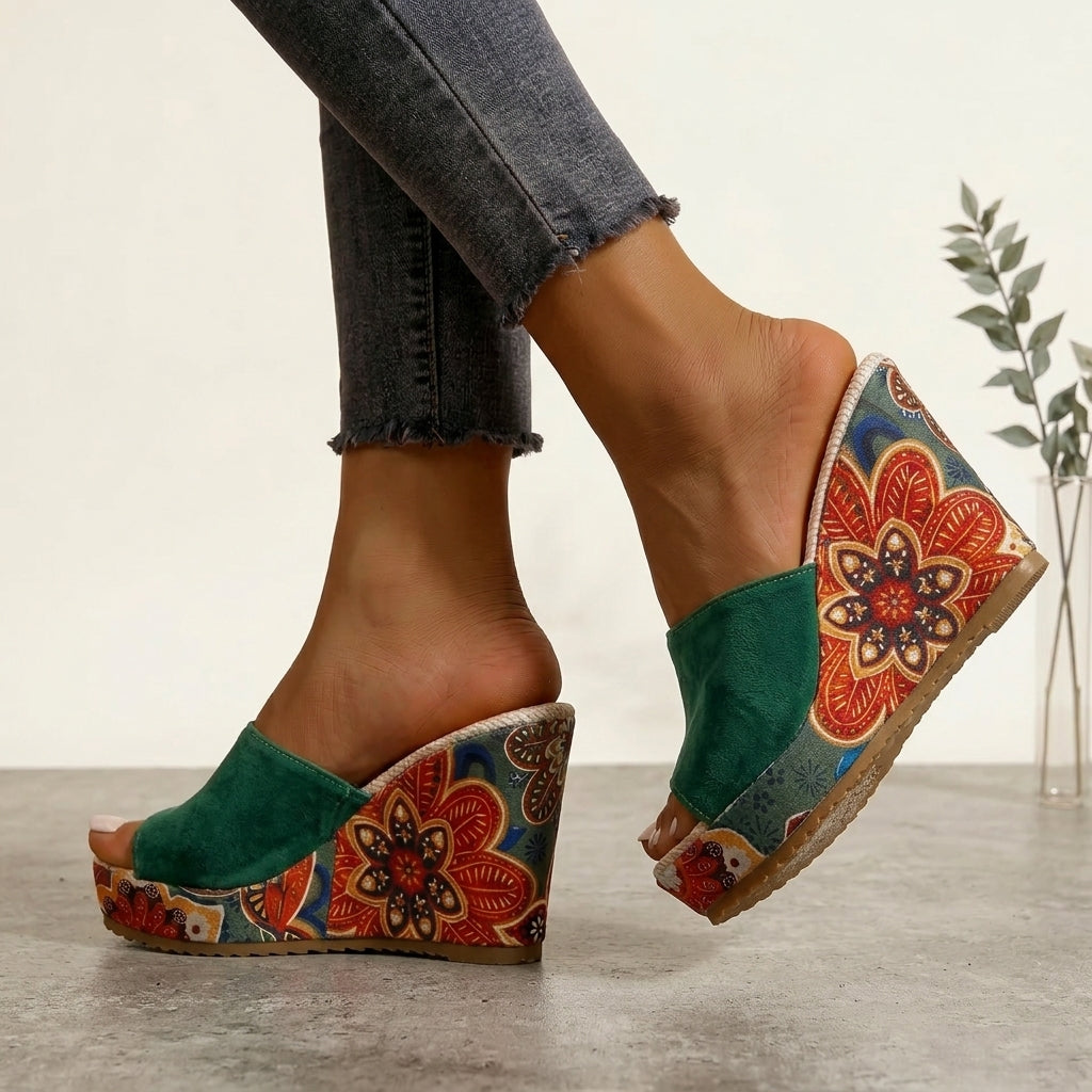 Women's Strappy Wedge Sandals – front view | Hensley London
