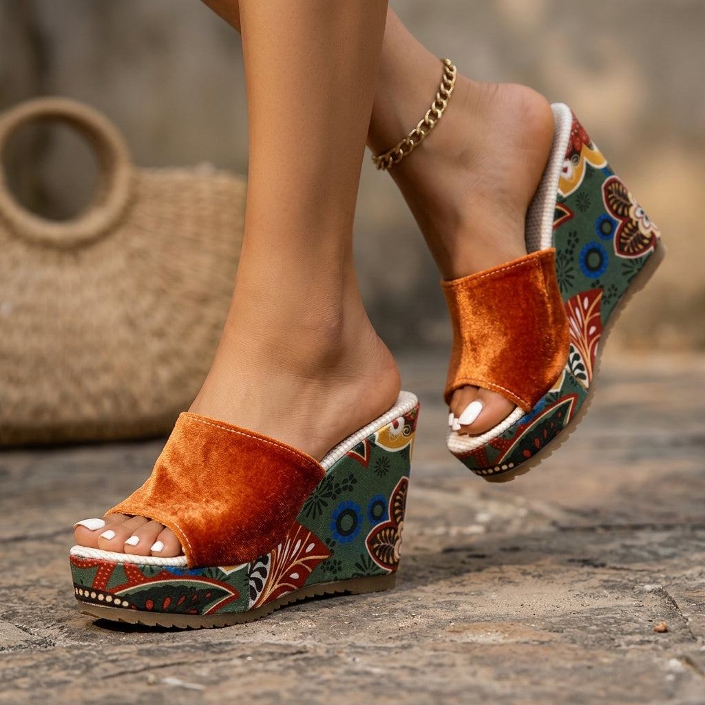 Women's Strappy Wedge Sandals – side view | Hensley London