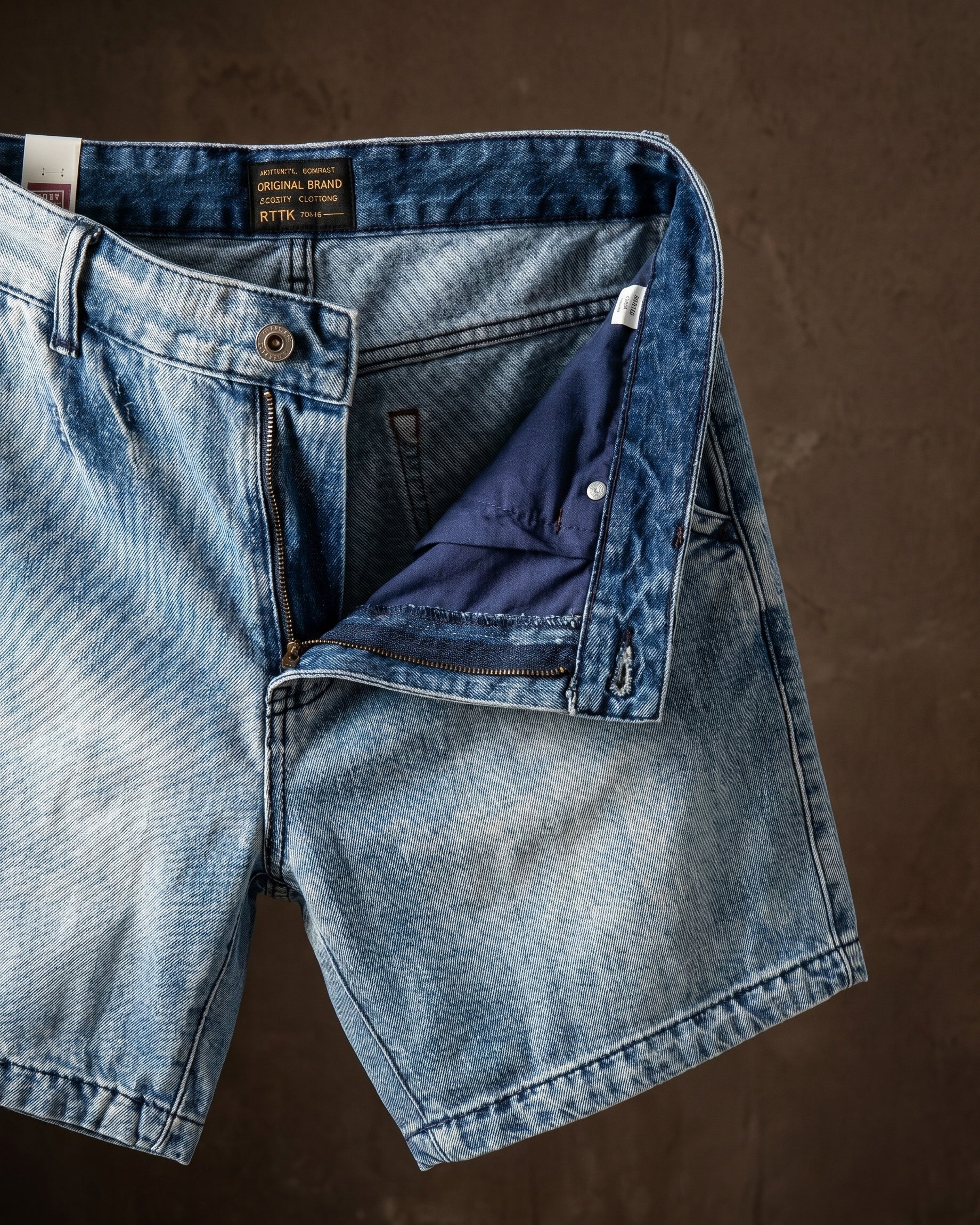 Men's Washed Cotton Denim Shorts in Light Blue – side view | Hensley London