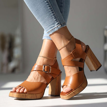 Women's Textured Platform Block Heels – main view | Hensley London