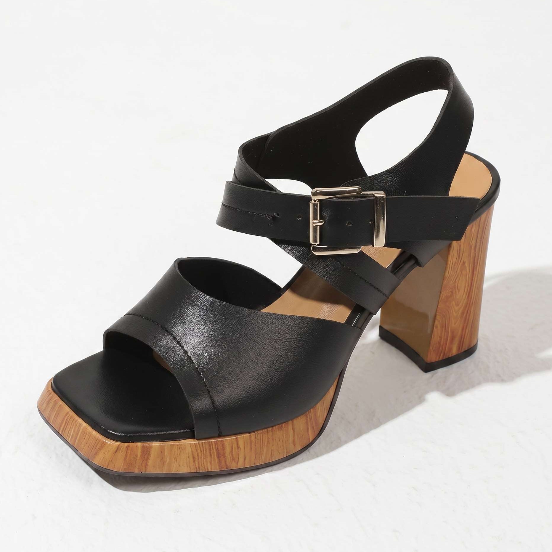 Women's Textured Platform Block Heels – product view | Hensley London