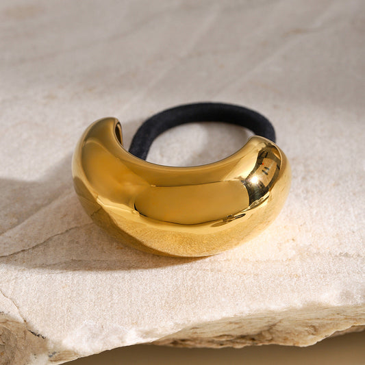 Jumbo Arch Pony Cuff – Gold Stainless Steel Hair Accessory for Chic Hairstyles 3