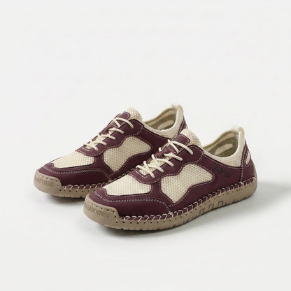 Women's Breathable Mesh Summer Sneakers in Purple – strap detail | Hensley London
