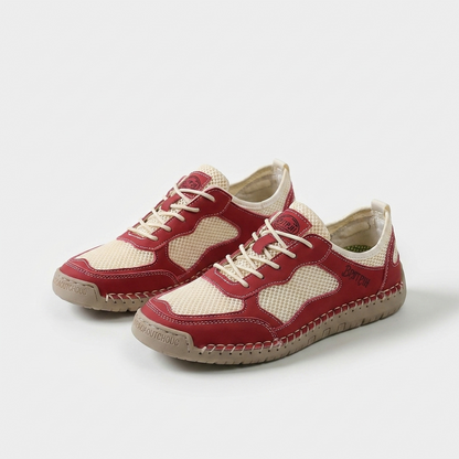 Women's Breathable Mesh Summer Sneakers in Purple – angled view | Hensley London