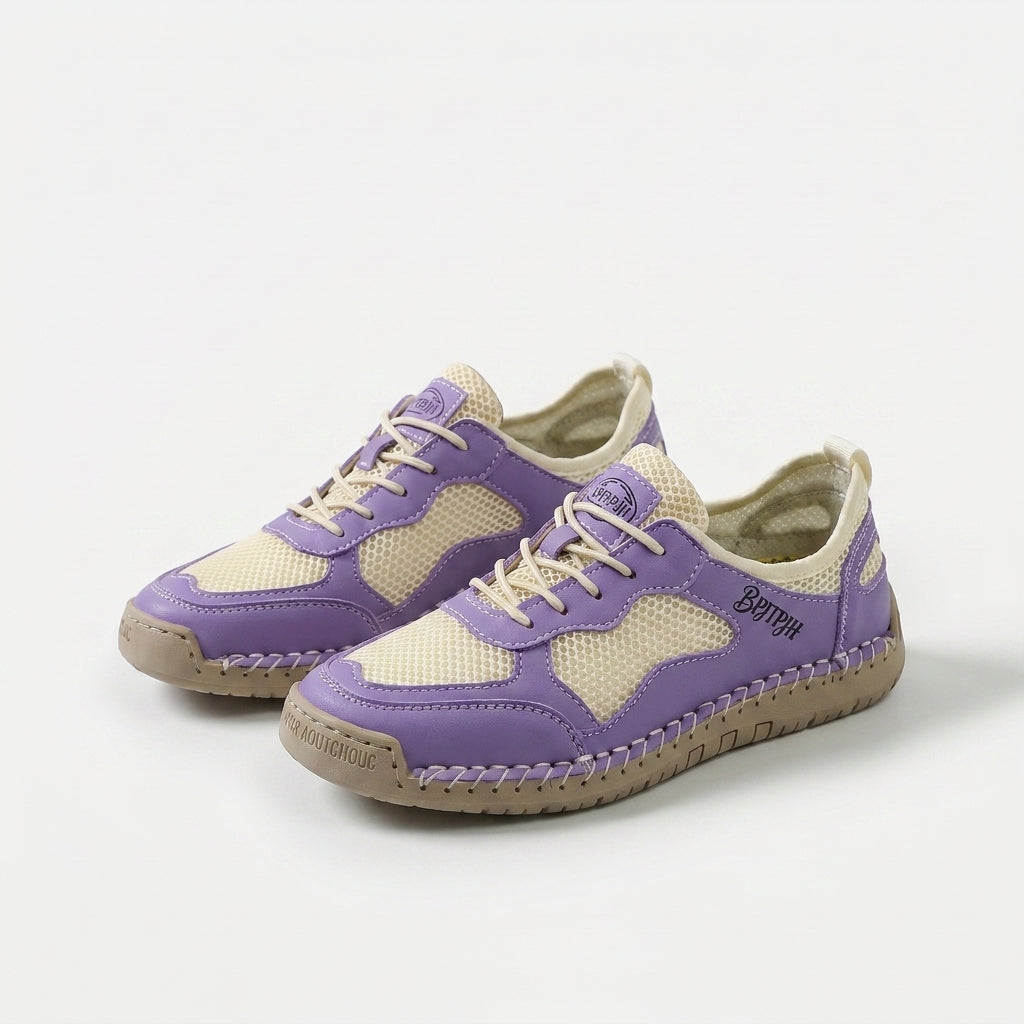 Women's Breathable Mesh Summer Sneakers in Light Yellow – top view | Hensley London