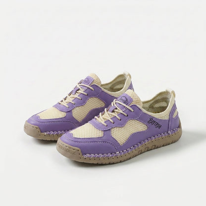 Women's Breathable Mesh Summer Sneakers in Light Yellow – top view | Hensley London